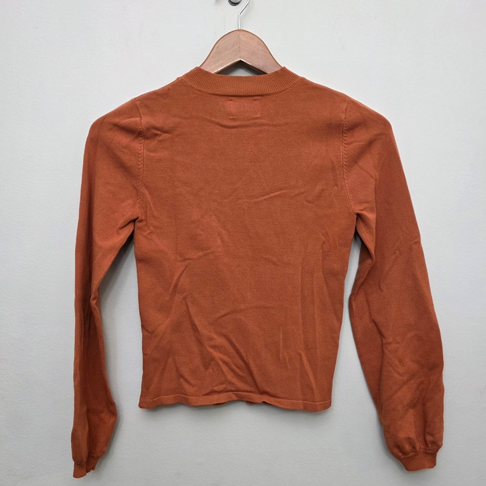 ASOS Design Rust Brown Bustier Ribbed Long Sleeve Top Size US 4 - Picture 6 of 6